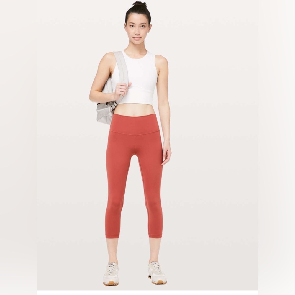 Lululemon Wunder Under Crop (High-Rise) Full-On Luxtreme 21" Brick Rose size 14